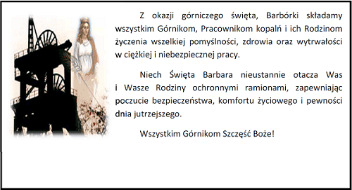 Biała kartka z czarnymi życzeniami na dzień górnika